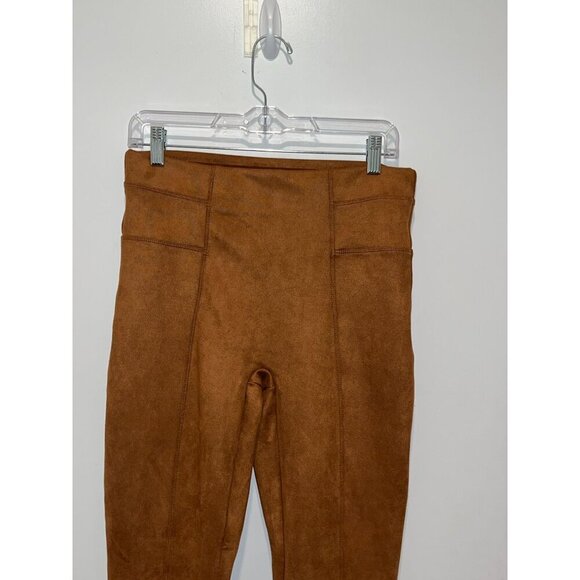 Spanx Faux Suede Brown High-Waisted Slim fit Leggings Women's Size L - Picture 4 of 10